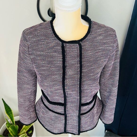 Banana Republic Textured Tweed Blazer Jacket, Size 4, Navy/Red/Multi, NWOT - Picture 6 of 12